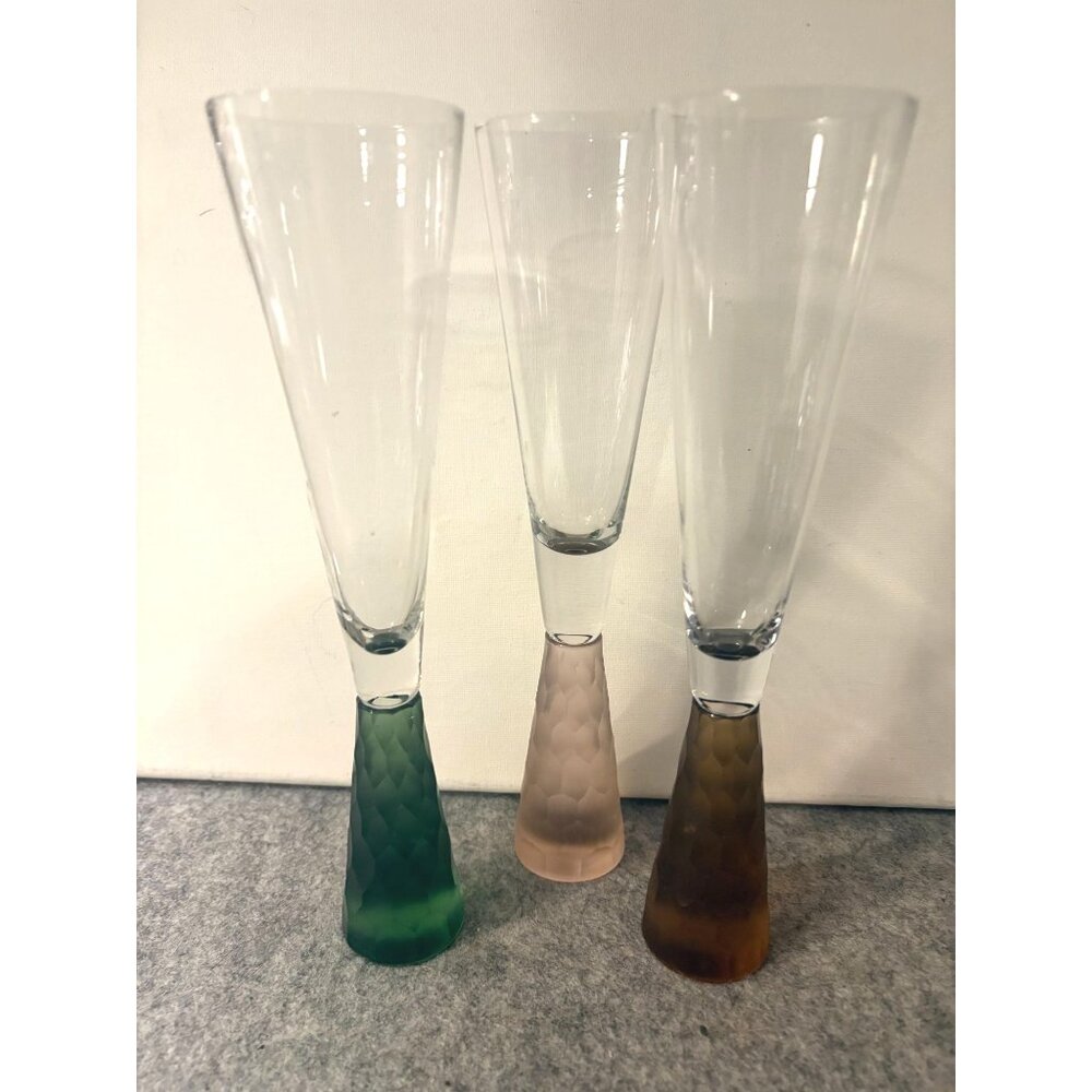 Set of 3 Artland Prescott Hammered Glass Effect Champagne Flutes  #3242